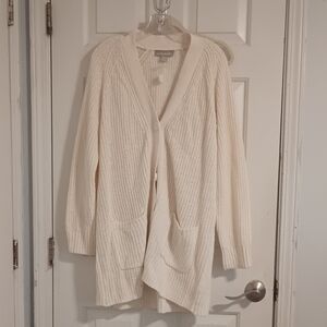 Woman Within Ivory Knit Cardigan